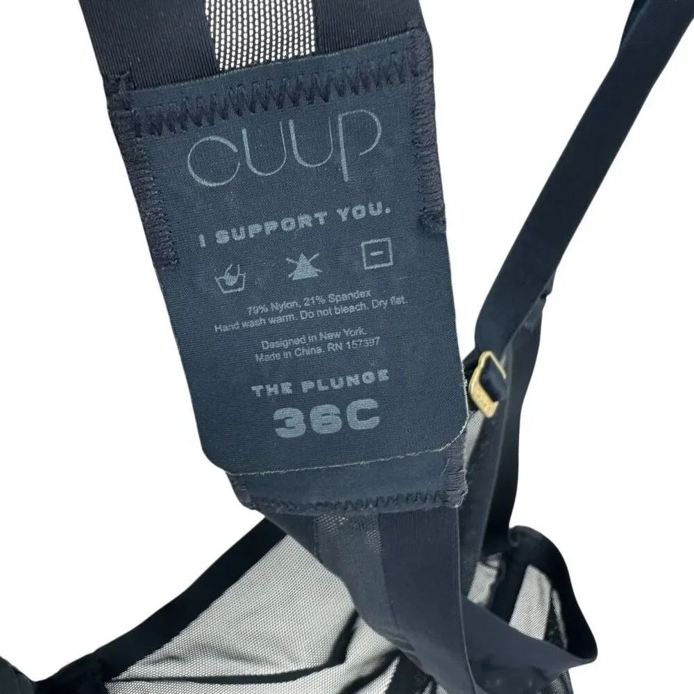 Cuup the plunge bra 36c ink black blue sheer mesh underwire unlined bralette - Picture 4 of 8